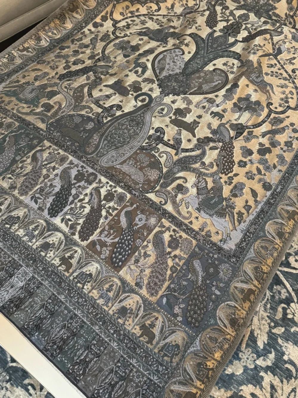 Moonlight Shawl with Peacock Design, Wedding Wrap - Picture 14 of 17